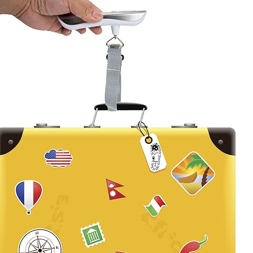 PRETYZOOM Portable Digital Electronic Luggage Scale with Tape Measure 50kg Capacity Multifunction Travel Handheld Weight Scale for Suitcases and Bags