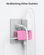 TROND Outlet Extender with USB C, 3 AC Outlet Splitter with 360 Rotation, Multiple Wall Plug with PD 20W Port, Cute Pink Plug Extension for Home Decoration, Travel Cruise Essentials