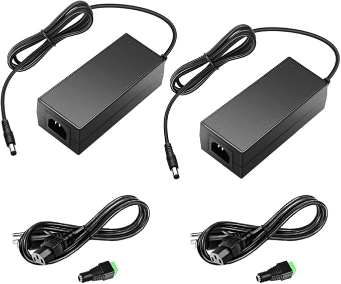 SHNITPWR 24V Power Supply Adapter 24 Volt 3A 72W AC DC Converter, Pack of 2 100V~240V AC to DC 24V 3amp Transformer LED Driver with 5.5x2.5mm Plug for LED Strip Light 3D Printer LCD Monitor Motor