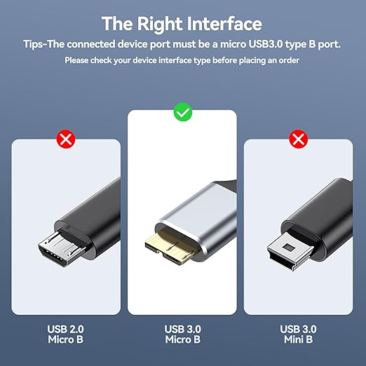 USB 3.0 to Micro B Cable 6ft, External Hard Drive Cord 5Gbps SuperSpeed Data Transfer Nylon Braided for Seagate Toshiba WD My Passport LaCie, SSD, Camera, Brother Mobile Scanner, Laptop, Tablet