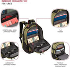 SwissGear Travel Tech Pro Laptop Backpack – Fits Laptops up to 16” – ScanSmart TSA-Friendly Backpack with Multiple Organizer Pockets – Olive