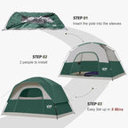 CAMPROS CP Camping Tent 2/4/6 Person, Waterproof Windproof Double Layer Dome Tent, Easy Setup with Large Mesh Windows & Wide Door for Outdoor Camping Backyard