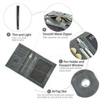 CONTACTS Full Grain Leather Passport Holder RFID Blocking Travel Passport Wallet Compatible with Airtag Passport Cover Case with 4 Cards Slots, Coin Pocket (Gray)