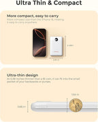 Small Portable Charger 10000mAh, Mini Power Bank with LED Display, 22.5W PD Fast Charging USB-C Battery Pack, Compact Lightweight Travel Charger Compatible with iPhone Samsung Android, White