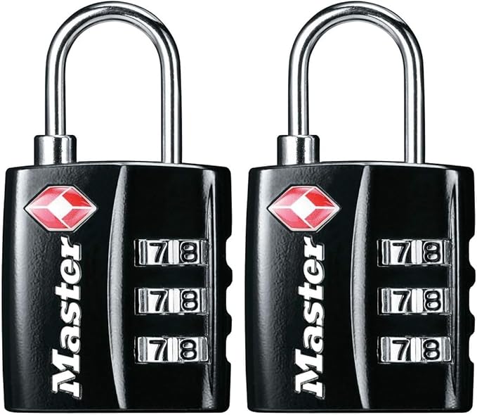 Master Lock 4680DBLK TSA-Approved Luggage Lock, 1-3/16-in. Wide, Black (Pack of 2)