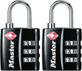 Master Lock 4680DBLK TSA-Approved Luggage Lock, 1-3/16-in. Wide, Black (Pack of 2)