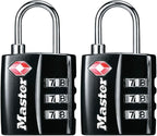 Master Lock 4680DBLK TSA-Approved Luggage Lock, 1-3/16-in. Wide, Black (Pack of 2)