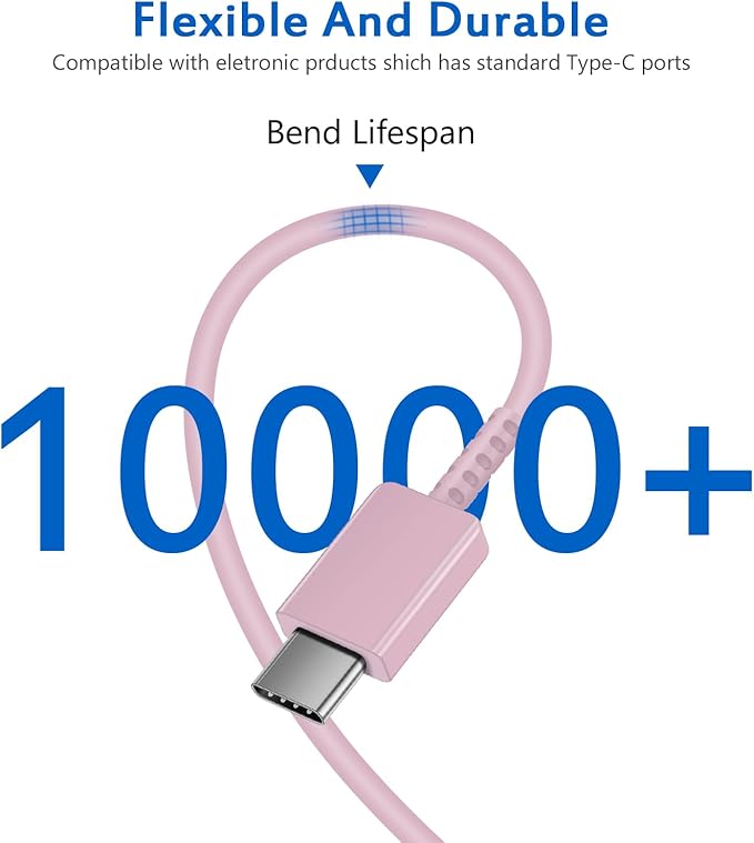 Type C Charger Fast Charging for iPhone 17 16 15,10FT USB C Samsung Chargers Block 25W Super Fast Chargers for Samsung Galaxy S25/S24 S23/iPhone Air/17/17 Pro Max/iPhone 16/16 Pro Max/15 Pro Max(Pink)