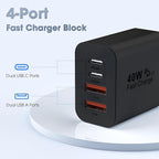 USB C Charger Block, 2 Pack 40W 4-Port iPhone Charger Fast Charging Multiport PD 3.0 & QC 4.0 Double Quick Charge, Compatible with iPhone 17/16/15/14/13/12/11，Pro Max，iPad, Samsung (2, Black)