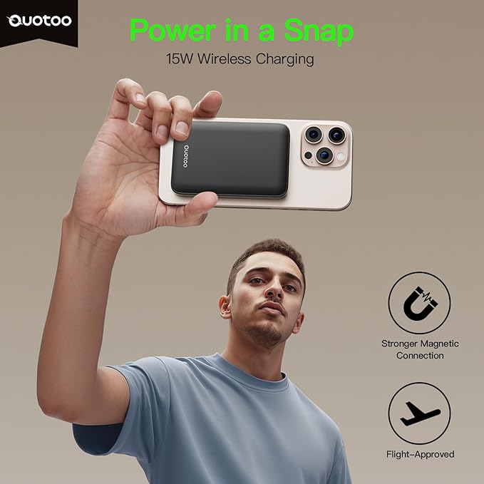 Ouotoo New for Magsafe Portable Charger,5000mAh Power Bank with Type-C 20W PD Fast Charging Travel, Lightweight and Slim, LED Display for Magsafe Battery Pack for iPhone 17/16/15/14/13/12 All Series
