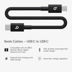 Beats USB-C to USB-C Woven Short Cable Fast Charging Durable/Tangle-Free Compatible Charger for Apple & Android Devices (8 in, 20 cm) - Bolt Black