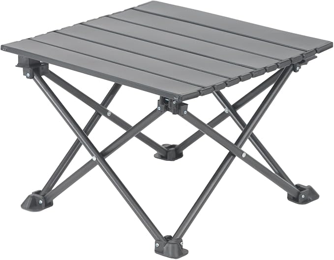 Wind Tour Roll-Up Camping Table, 4-Person Lightweight Portable Outdoor Table with Carry Bag for Picnics BBQ Travel (15.7”x13.7”x11” Black)
