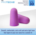 Flents Protechs Foam Ear Plugs, 50 Pair for Sleeping, Snoring, Loud Noise, Traveling, Concerts, Construction, Studying, Work, Shooting, NRR 33, Noise Cancelling, Disposable, Purple, Made in the USA