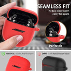 Silicone Case for Bose QuietComfort Earbuds II (2022) & QuietComfort Ultra (2023), Shockproof Protective Cover With Keychain for Men Women (Red)