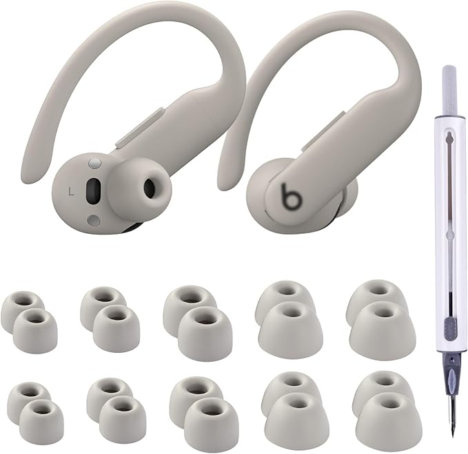 10 Pairs for Beats Powerbeats Pro 2 Ear Tips with Cleaning Kit, Non-Slip Soft Silicone Fit in Case Beats Earbuds Replacement Tips for Beats Powerbeats Pro 2 - Quick Sand