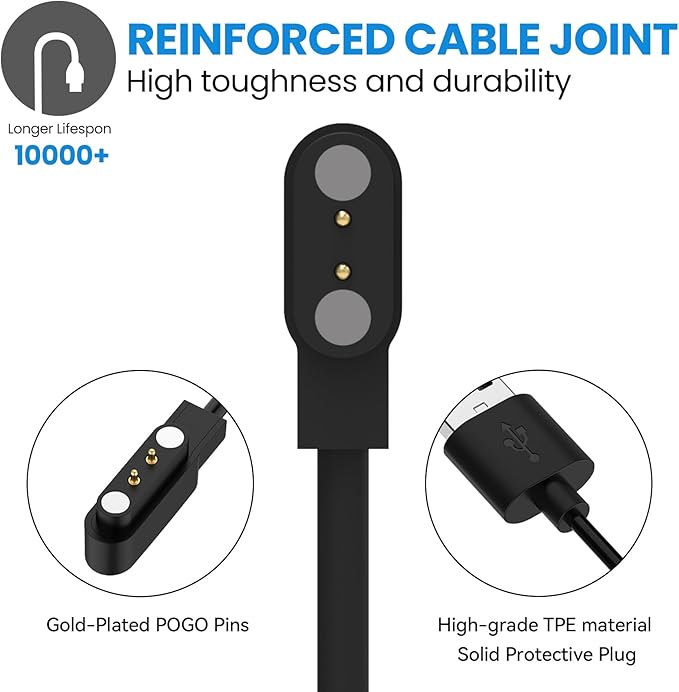 VeryFit Smartwatch Charger for IDW13/IDW16/IDW19/IDW25/IDW26/IDW28/ID208 Plus-TOOBUR/VrpeFit/Gydom/Fitpolo/Woneligo/aeac/Hingso/LODIMEKE Watch Charging Cable Cord Replacement Charger
