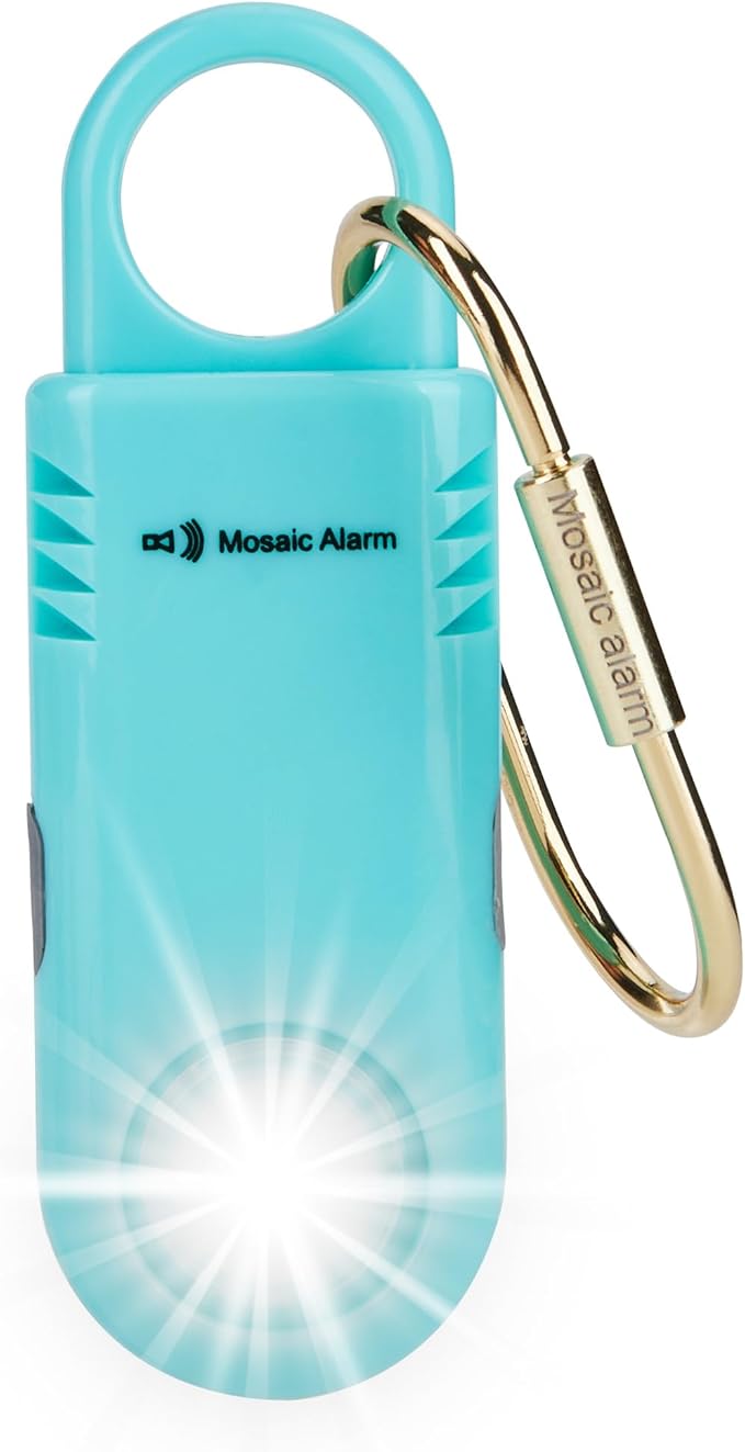 135dB Rechargeable Mutual SOS Paging Personal Alarm Non Slip Grip Keychain Siren for Women. Built-in Ultra-Bright Flashlight. Emergency Alerts Loud Sound Hiking Bear Alarm. Aqua
