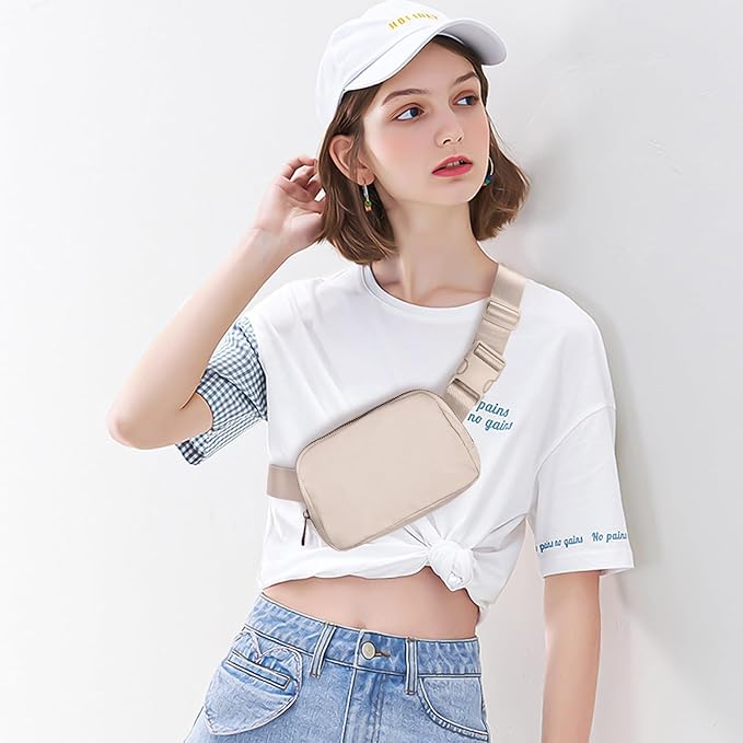 Belt Bag for Women Fanny Pack Crossbody Bags for Women Fashion Waist Packs with Adjustable Strap Gifts for Teen Girls Women Men (Beige)