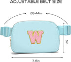Gitus Gifts for 7 8 9 10 11 Year Old Girls Belt Bag Fanny Pack Crossbody Bags with Initial Letter Patch Birthday Gifts for Daughter Sister Friends Teen girls (Icing Blue-W)