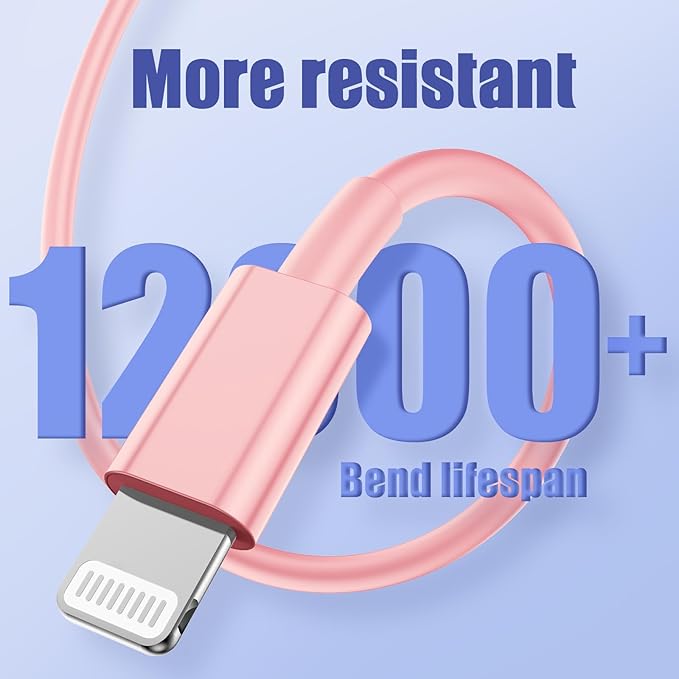 4Pack USB C to Lightning Cable 6FT, Fast Charging Cord for iPhone 14, Replacement for Apple Original Charger Cable for iPhone 14 13 12 11 Pro 11 XS MAX XR 8 7 6s Plus-Pink