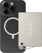 Clutch - Pro USB-C Portable Charger - Compatible with iPhone 15, 16, 17 & Android Devices - Power Bank Magnetic Battery - TSA Travel Approved - USB Rechargeable - Built-in Cable - 5000 mAh - 3.7oz