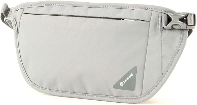 Pacsafe Coversafe V100 Anti-Theft RFID Blocking Waist Wallet, Neutral Grey