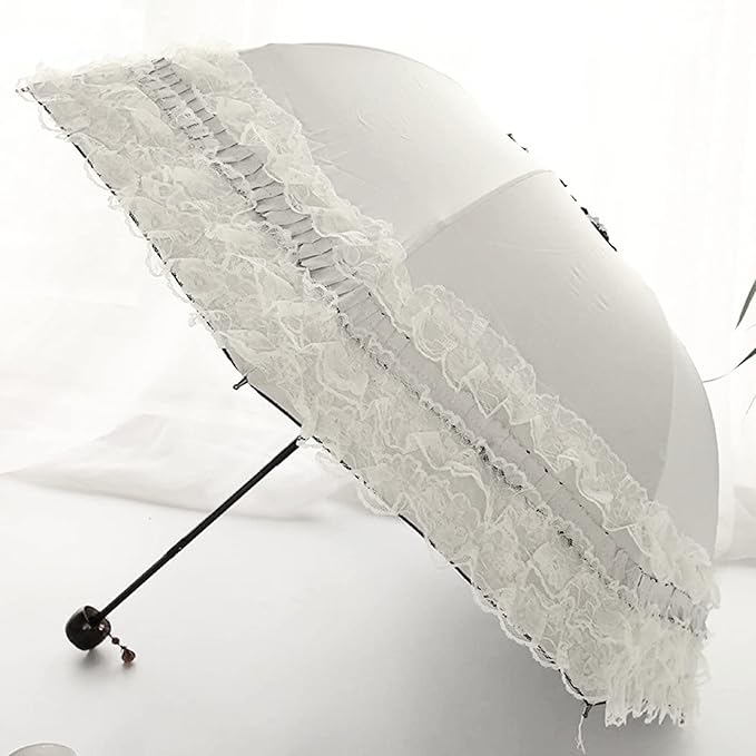 URAWESO Vintage Lace Parasol Gothic Lolita Umbrella UV Sun Protection Witch Cosplay Photoshoot Props Party Decoration