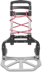 Ultimaxx Professional Heavy-Duty 150 Pound (lb) Capacity Aluminum Folding Hand Truck/Luggage Cart (Black/Silver) with Adjustable Handle, Folding Away Wheels, and Bungee Cord