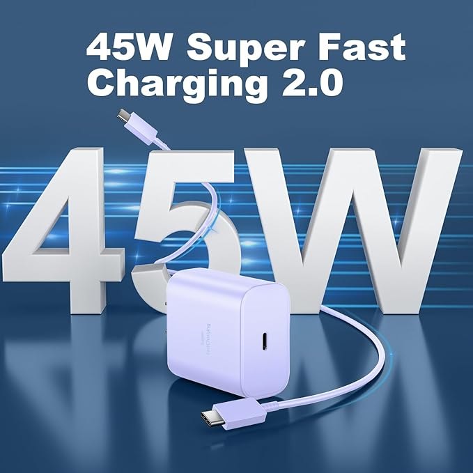 45W USB C Fast Charger Block Super Fast Charging Type C Charger for Samsung Galaxy S26 S25 S24 S23 Ultra/S26 S25 S24 S23 S22 S21 S20/Note 10/20,PPS Android Phone Charger with 6.6FT Cord-Purple