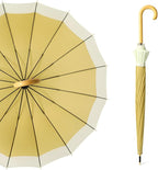 ThreeH Big Beatiful Umbrella with Arc Classic Wood Handle 16 Ribs 48" Windproof Sturdy Stick Rain Umbrella