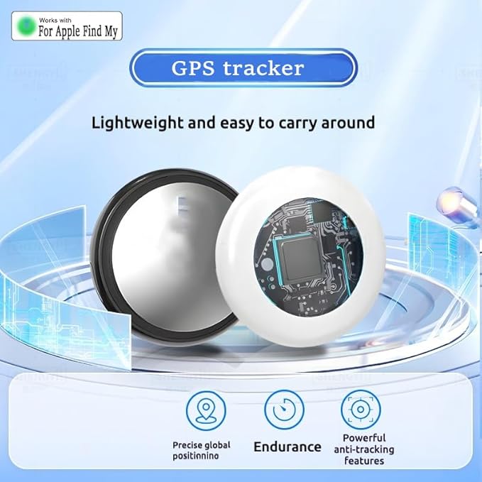 Mini GPS Tracker for Vehicles, Smart Tag Tracking Device, Key Finder Locator with Sound, Car Tracker No Subscription Work with Find My(iOS Only) for Kids, Dogs, Key, Luggage (White)