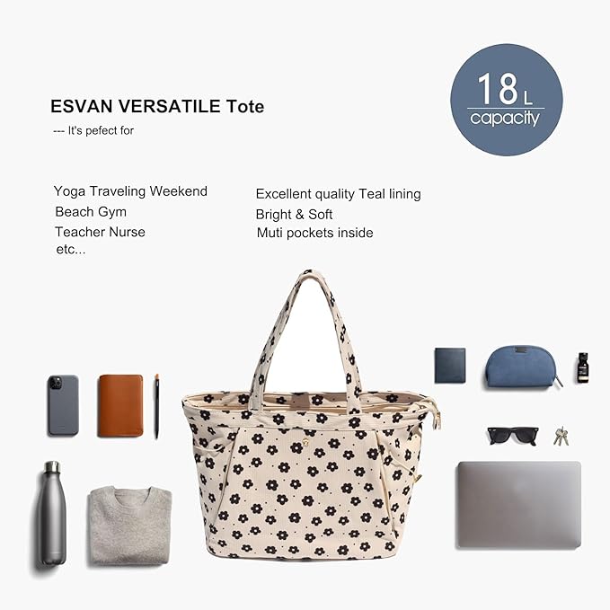 ESVAN Corduroy Yoga Tote Bag Gifts for Women Drawstring Yoga Mat Bag for Office Workout Travel Carryall Pilates Gym