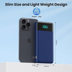 Portable Charger for iPhone,13800mAh Slim Power Bank with Built-in Cables & AC Wall Plug,All in One 4 Outputs USB C Fast Charging Battery Pack Travel Essential for iPhone 17/16/15/14,Android (Blue)