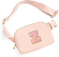 Gitus 6 7 8 9 10 Year Old Girl Gifts Belt Bag Fanny Pack Crossbody Bags with Initial Letter Patch Things for Teen Girls Easter Gifts for Girls Travel Essentials（Coral Pink-Z）