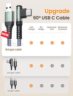 AINOPE USB to USB C Cable [5-Pack, 3.3ft] 3.1A Type C Charger Fast Charging, Right Angle USB to C Cable for Galaxy A15 A25 A35 A55 A54, S10+ S10 S9, Note 20 10 9, LG V30, Moto G, iPhone 16 15 Cord