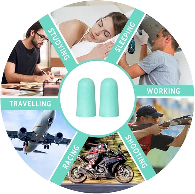 LYSIAN Ultra Soft Foam Earplugs for Sleep - 38dB Noise Cancelling Ear Plugs Perfect for Travel, Study & Quiet Rest - 60 Pairs Value Pack (Aqua)