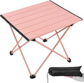 Grope Portable Camping Table with Aluminum Table Top, Folding Beach Table Easy to Carry, Prefect for Outdoor, Picnic, BBQ, Cooking, Festival, Beach, Home (Pink-L)