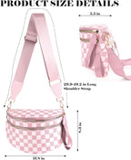 Black and White Checkered Crossbody Bag Bum Bag for Women,Spacious Checkered Purse Fanny Packs Belt Bag