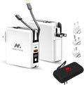 5-in-1 Travel Power Bank with Wall Plug — 10000mAh MagSafe Wireless Portable Charger with Built-in USB-C & Lightning Cables + Universal International Travel Adapter (US/Asia/Europe/Asia)