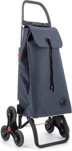 ROLSER I-Max Tweed 6 Wheel Stair Climber Foldable Shopping Trolley - Marine