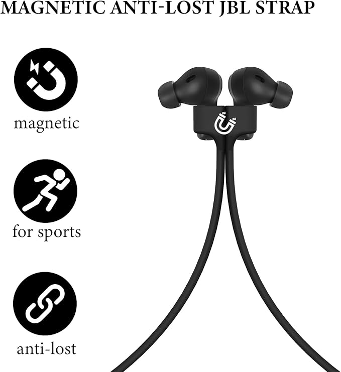 Geekria Wireless Earphone Magnetic Anti-Lost Strap Accessories, Soft Silicone Sport Earphones Lanyard, Compatible with JBL Vibe Beam, Tune Flex, Tune 230NC TWS (2 Pack)