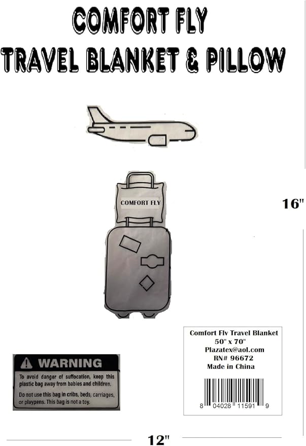Comfort Fly Travel Blanket & Pillow – 2-in-1 Micro Plush Airplane Blanket with Carry Case (40" x 70") - Gray