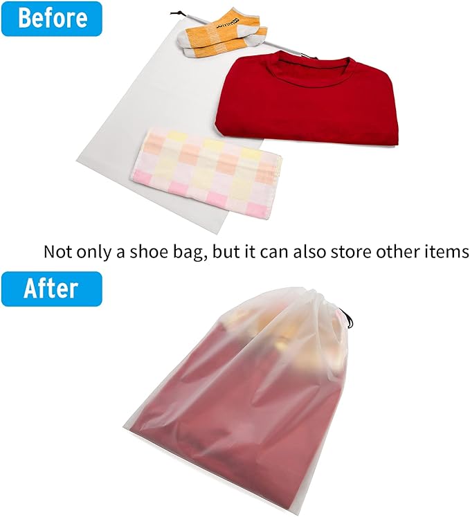 Vorspack Transparent Shoe Bags for Travel Large Clear Shoes Organizers Storage Pouch with Rope for Men and Women 13 Pack