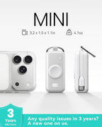 INIU 3-in-1 Portable Charger, Small 5000mah Power Bank with Built-in USB C Cable and Watch Charger, 20W PD Fast Charging Battery Pack, Travel Charger for iPhone 16 15, Apple Watch, etc