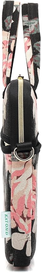 kayond Black Rose Patten water-resistant Laptop Shoulder Messenger Bag Case Sleeve for 12 Inch 13 Inch Laptop