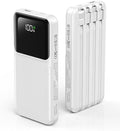 RONEGN Portable Charger with Built in Cable - Power Bank Fast Charging 22.5W USB C 10000mAh LED Display Travel Battery Pack 5 Outputs & 3 Inputs for iPhone Samsung Android iPad Phones Tablets etc