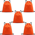 5-Pack Waterproof Drawstring Backpacks, Soccer-Texture Oxford Fabric, 16.9" × 13.8", Lightweight 0.20 lb Each, No Eyelets, Gym & Marathon Gear Sacks(Orange)