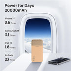 JUOVI J2621 Power Bank Portable Charger 20000mAh 45W, PD3.0 QC 4.0 Fast Charging Battery Pack with LED Display,2 USB-C,2 USB-A for iPhone 15 16, MacBook