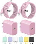 10FT iPhone 17 16 15 Charger Fast Charging USB C Charger Block Type C Chagrer Fast Charging 2-Pack for iPhone 17/17 Plus/17 Pro/17 Pro Max/iPhone 16/16 Plus/16 Pro/16 Pro Max/15/15 Pro Max/(Pink)