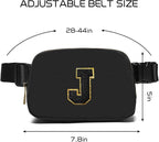 Gitus Belt Bag Fanny Pack Crossbody Bags with Initial Letter Patch Gifts for Wife Older Women Mother Coworker Bridesmaid Anniversary Travel Gifts Beach Gifts (Black-J)